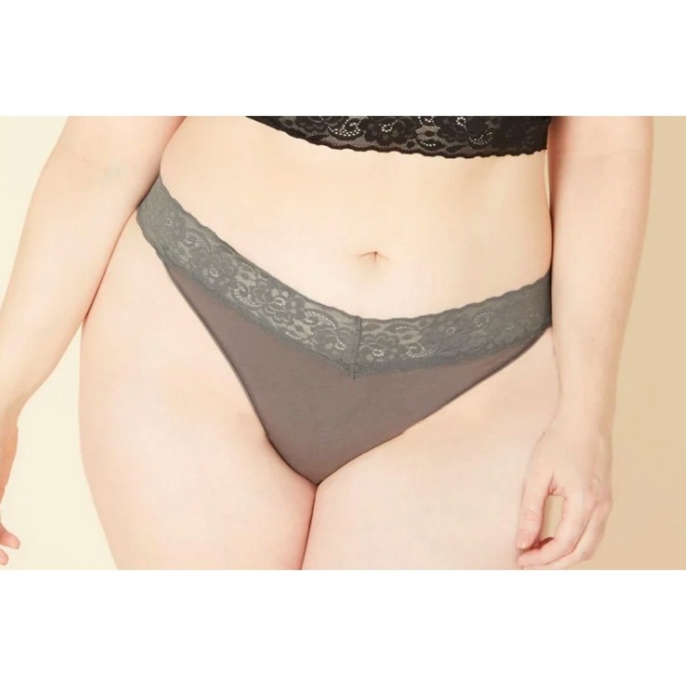 Cosabella Amore Adore Thong Plus Pewter Grey Lace Waistband Panty ADORE0341P‎ 1X